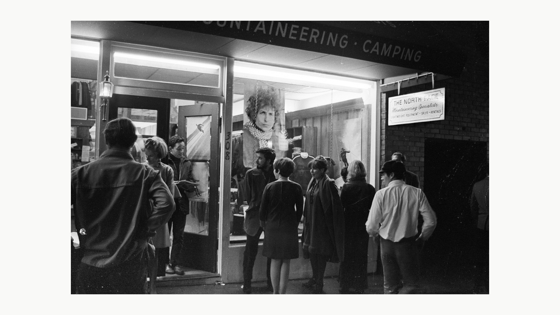 Crowd outside the original North Face shop opening