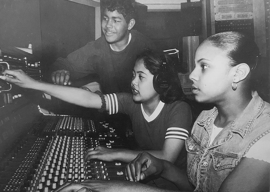 Young people working in the Youth Radio studio